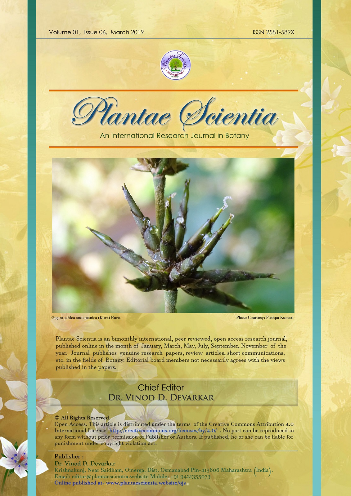 					View Vol. 1 No. 06 (2019): Plantae Scientia
				